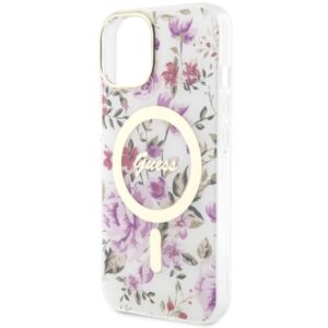 Guess GUHMP14SHCFWST Apple iPhone 14 / 15 / 13 6.1" skaidrus kietas dėklas Flower MagSafe - Image 6