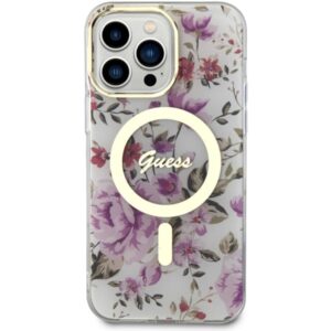 Guess GUHMP14XHCFWST Apple iPhone 14 Pro Max 6.7" skaidrus kietas dėklas Flower MagSafe - Image 3