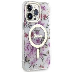 Guess GUHMP14XHCFWST Apple iPhone 14 Pro Max 6.7" skaidrus kietas dėklas Flower MagSafe - Image 4