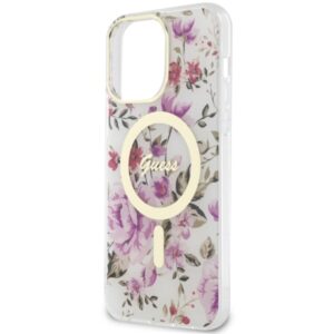 Guess GUHMP14XHCFWST Apple iPhone 14 Pro Max 6.7" skaidrus kietas dėklas Flower MagSafe - Image 6