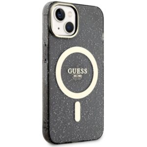 Guess GUHMP14SHCMCGK Apple iPhone 14 / 15 / 13 6.1" juodos spalvos kietas dėklas Glitter Gold MagSafe - Image 4