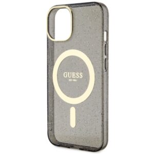 Guess GUHMP14MHCMCGK Apple iPhone 14 Plus / 15 Plus 6.7" juodos spalvos kietas dėklas Glitter Gold MagSafe - Image 6