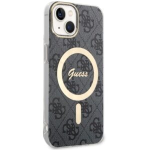 Guess GUHMP14SH4STK Apple iPhone 14 / 15 / 13 6.1" juodos spalvos kietas dėklas 4G MagSafe - Image 3