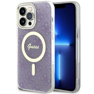 Guess GUHMP14XH4STU Apple iPhone 14 Pro Max 6.7" violetinės spalvos kietas dėklas 4G MagSafe
