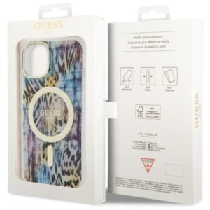 Guess GUHMP14SHLEOPWB Apple iPhone 14 / 15 / 13 6.1" blue kietas dėklas Leopard MagSafe - Image 8