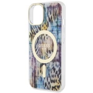 Guess GUHMP14SHLEOPWB Apple iPhone 14 / 15 / 13 6.1" blue kietas dėklas Leopard MagSafe - Image 6
