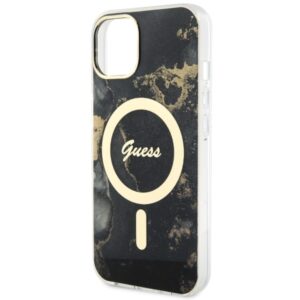 Guess GUHMP14SHTMRSK Apple iPhone 14 / 15 / 136.1" juodos spalvos kietas dėklas Golden Marble MagSafe - Image 6