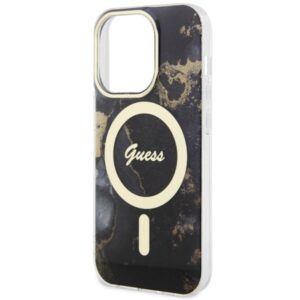 Guess GUHMP14LHTMRSK Apple iPhone 14 Pro 6.1" juodos spalvos kietas dėklas Golden Marble MagSafe - Image 6