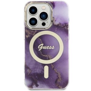 Guess GUHMP14LHTMRSU Apple iPhone 14 Pro 6.1" violetinės spalvos kietas dėklas Golden Marble MagSafe - Image 3