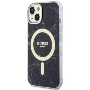 Guess GUHMP14SPCUMAK Apple iPhone 14 / 15 / 13 6.1" juodos spalvos kietas dėklas Marble MagSafe - Image 2