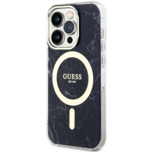 Guess GUHMP14XPCUMAK Apple iPhone 14 Pro Max 6.7" juodos spalvos kietas dėklas Marble MagSafe - Image 2