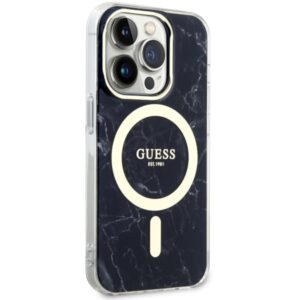 Guess GUHMP14XPCUMAK Apple iPhone 14 Pro Max 6.7" juodos spalvos kietas dėklas Marble MagSafe - Image 4