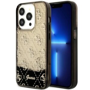 Guess GUHCP14LLC4PSGK Apple iPhone 14 Pro 6.1" juodos spalvos kietas dėklas Liquid Glitter 4G Transculent - Image 1