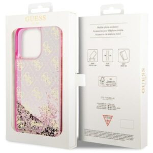 Guess GUHCP14LLC4PSGP Apple iPhone 14 Pro 6.1" rožinės spalvos kietas dėklas Liquid Glitter 4G Transculent - Image 8