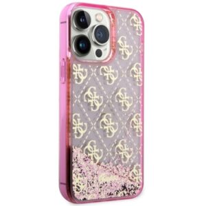 Guess GUHCP14LLC4PSGP Apple iPhone 14 Pro 6.1" rožinės spalvos kietas dėklas Liquid Glitter 4G Transculent - Image 4