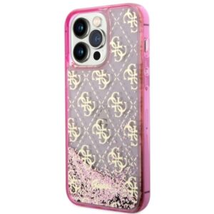 Guess GUHCP14XLC4PSGP Apple iPhone 14 Pro Max 6.7" rožinės spalvos kietas dėklas Liquid Glitter 4G Transculent - Image 2