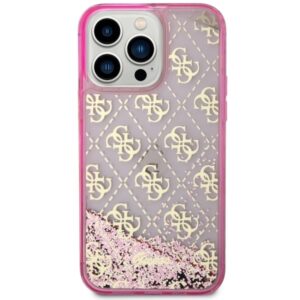 Guess GUHCP14XLC4PSGP Apple iPhone 14 Pro Max 6.7" rožinės spalvos kietas dėklas Liquid Glitter 4G Transculent - Image 3