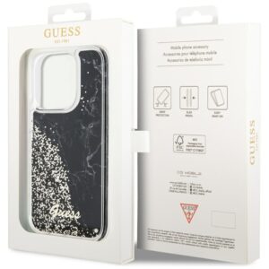 Guess GUHCP14LLCSGSGK Apple iPhone 14 Pro 6.1" juodos spalvos kietas dėklas Liquid Glitter Marble - Image 8