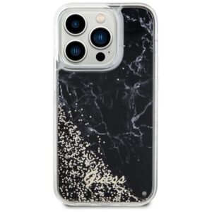 Guess GUHCP14LLCSGSGK Apple iPhone 14 Pro 6.1" juodos spalvos kietas dėklas Liquid Glitter Marble - Image 3