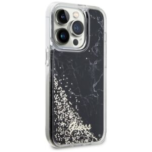 Guess GUHCP14LLCSGSGK Apple iPhone 14 Pro 6.1" juodos spalvos kietas dėklas Liquid Glitter Marble - Image 4