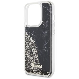 Guess GUHCP14LLCSGSGK Apple iPhone 14 Pro 6.1" juodos spalvos kietas dėklas Liquid Glitter Marble - Image 6