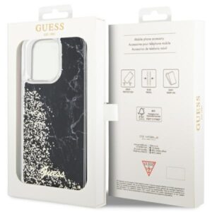 Guess GUHCP14XLCSGSGK Apple iPhone 14 Pro Max 6.7" juodos spalvos kietas dėklas Liquid Glitter Marble - Image 8
