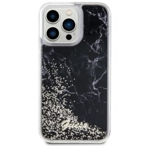 Guess GUHCP14XLCSGSGK Apple iPhone 14 Pro Max 6.7" juodos spalvos kietas dėklas Liquid Glitter Marble - Image 3