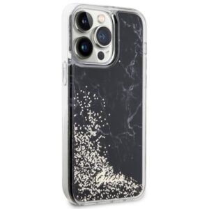 Guess GUHCP14XLCSGSGK Apple iPhone 14 Pro Max 6.7" juodos spalvos kietas dėklas Liquid Glitter Marble - Image 4