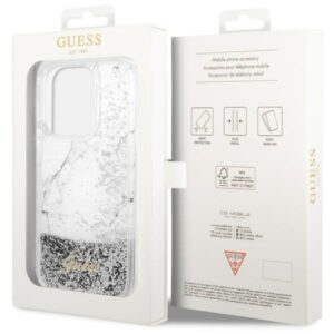 Guess GUHCP14LLCSGSGH Apple iPhone 14 Pro 6.1" baltos spalvos kietas dėklas Liquid Glitter Marble - Image 8