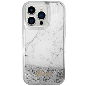 Guess GUHCP14LLCSGSGH Apple iPhone 14 Pro 6.1" baltos spalvos kietas dėklas Liquid Glitter Marble - Image 3
