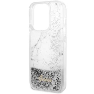 Guess GUHCP14LLCSGSGH Apple iPhone 14 Pro 6.1" baltos spalvos kietas dėklas Liquid Glitter Marble - Image 6