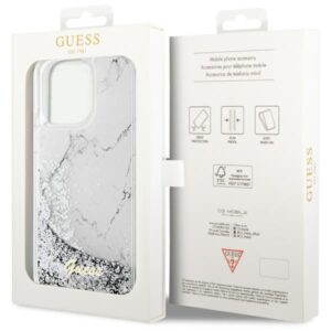 Guess GUHCP14XLCSGSGH Apple iPhone 14 Pro Max 6.7" baltos spalvos kietas dėklas Liquid Glitter Marble - Image 8