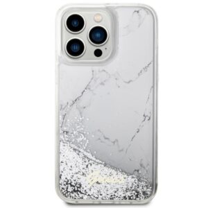 Guess GUHCP14XLCSGSGH Apple iPhone 14 Pro Max 6.7" baltos spalvos kietas dėklas Liquid Glitter Marble - Image 3
