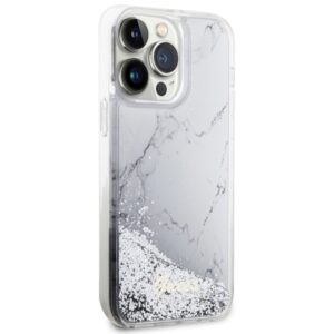 Guess GUHCP14XLCSGSGH Apple iPhone 14 Pro Max 6.7" baltos spalvos kietas dėklas Liquid Glitter Marble - Image 4