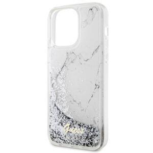 Guess GUHCP14XLCSGSGH Apple iPhone 14 Pro Max 6.7" baltos spalvos kietas dėklas Liquid Glitter Marble - Image 6