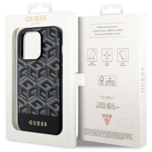Guess GUHMP14LHGCFSEK Apple iPhone 14 Pro 6.1" juodos spalvos kietas dėklas GCube Stripes MagSafe - Image 8