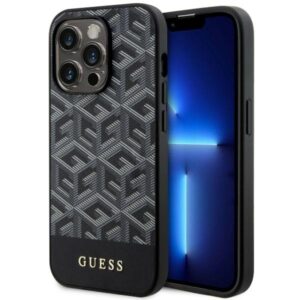 Guess GUHMP14LHGCFSEK Apple iPhone 14 Pro 6.1" juodos spalvos kietas dėklas GCube Stripes MagSafe - Image 1