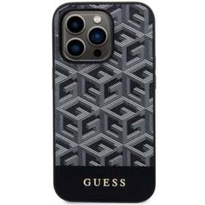 Guess GUHMP14LHGCFSEK Apple iPhone 14 Pro 6.1" juodos spalvos kietas dėklas GCube Stripes MagSafe - Image 3