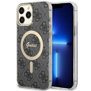 Guess GUHMP13XH4STK Apple iPhone 13 Pro Max 6.7" juodos spalvos kietas dėklas 4G MagSafe