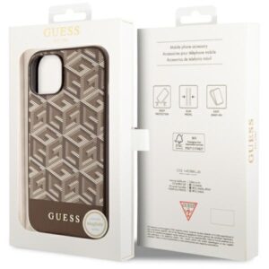Guess GUHMP14MHGCFSEW Apple iPhone 14 Plus / 15 Plus 6.7" rudos spalvos kietas dėklas GCube Stripes MagSafe - Image 8