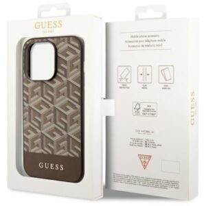 Guess GUHMP14XHGCFSEW Apple iPhone 14 Pro Max 6.7"rudos spalvos kietas dėklas GCube Stripes MagSafe - Image 8