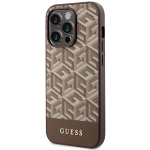 Guess GUHMP14XHGCFSEW Apple iPhone 14 Pro Max 6.7"rudos spalvos kietas dėklas GCube Stripes MagSafe - Image 2