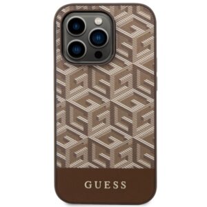 Guess GUHMP14XHGCFSEW Apple iPhone 14 Pro Max 6.7"rudos spalvos kietas dėklas GCube Stripes MagSafe - Image 3