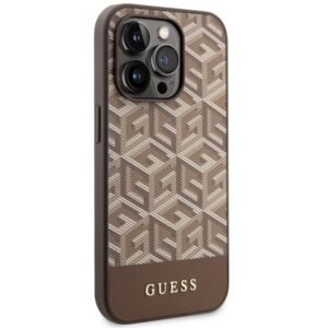 Guess GUHMP14XHGCFSEW Apple iPhone 14 Pro Max 6.7"rudos spalvos kietas dėklas GCube Stripes MagSafe - Image 4