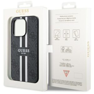 Guess GUHMP14XP4RPSK Apple iPhone 14 Pro Max 6.7" juodos spalvos kietas dėklas 4G Printed Stripes MagSafe - Image 8
