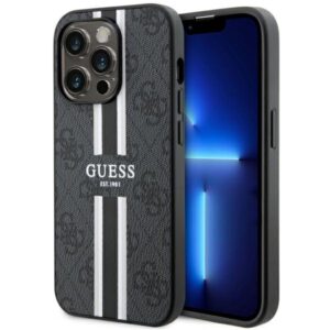 Guess GUHMP14XP4RPSK Apple iPhone 14 Pro Max 6.7" juodos spalvos kietas dėklas 4G Printed Stripes MagSafe
