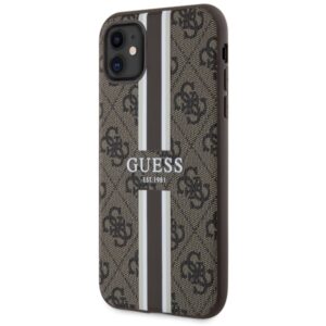 Guess GUHMN61P4RPSW Apple iPhone 11 / Xr rudos spalvos kietas dėklas 4G Printed Stripes MagSafe - Image 2