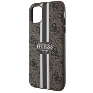 Guess GUHMN61P4RPSW Apple iPhone 11 / Xr rudos spalvos kietas dėklas 4G Printed Stripes MagSafe - Image 6