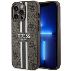 Guess GUHMP13LP4RPSW Apple iPhone 13 Pro / 13 6.1" rudos spalvos kietas dėklas 4G Printed Stripes MagSafe