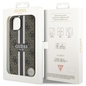 Guess GUHMP14SP4RPSW Apple iPhone 14 / 15 / 13 6.1" rudos spalvos kietas dėklas 4G Printed Stripes MagSafe - Image 8